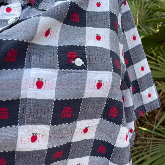 Vintage 90s Blue White Plaid School House Apple Short Sleeves Liz and Me Size 4X - Picture 8 of 11
